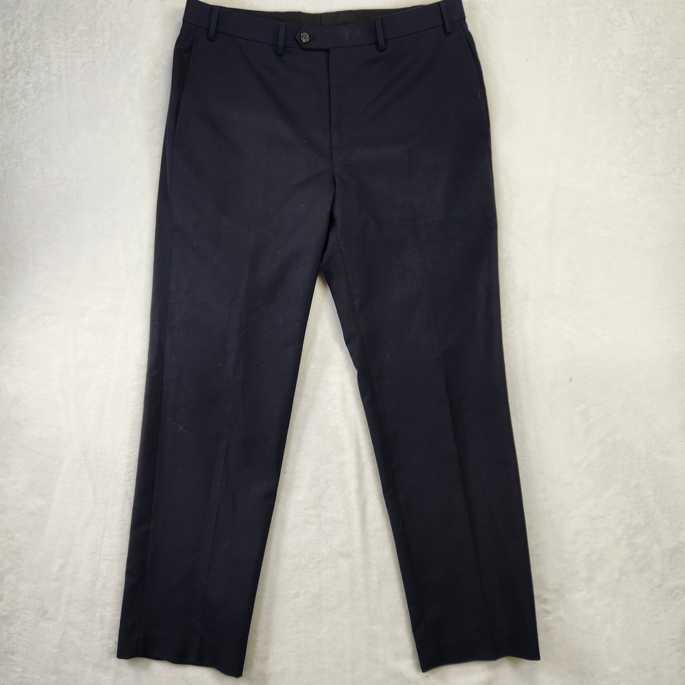 LAUREN Ralph Lauren Men's Navy Blue Wool‎ Dress Pants Flat Front Size 36W 32L
